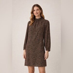 J. Crew Black Dress with Tan Dot Print